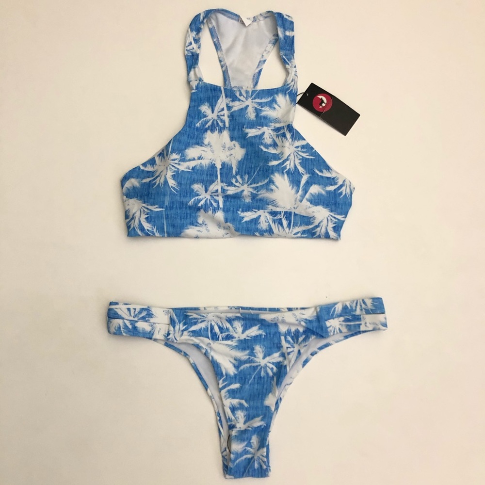 NWT Palm Print racerback Bikini Set M